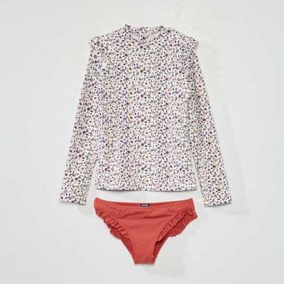 T-shirt à motif + culotte - 2 pièces Blanc/marron