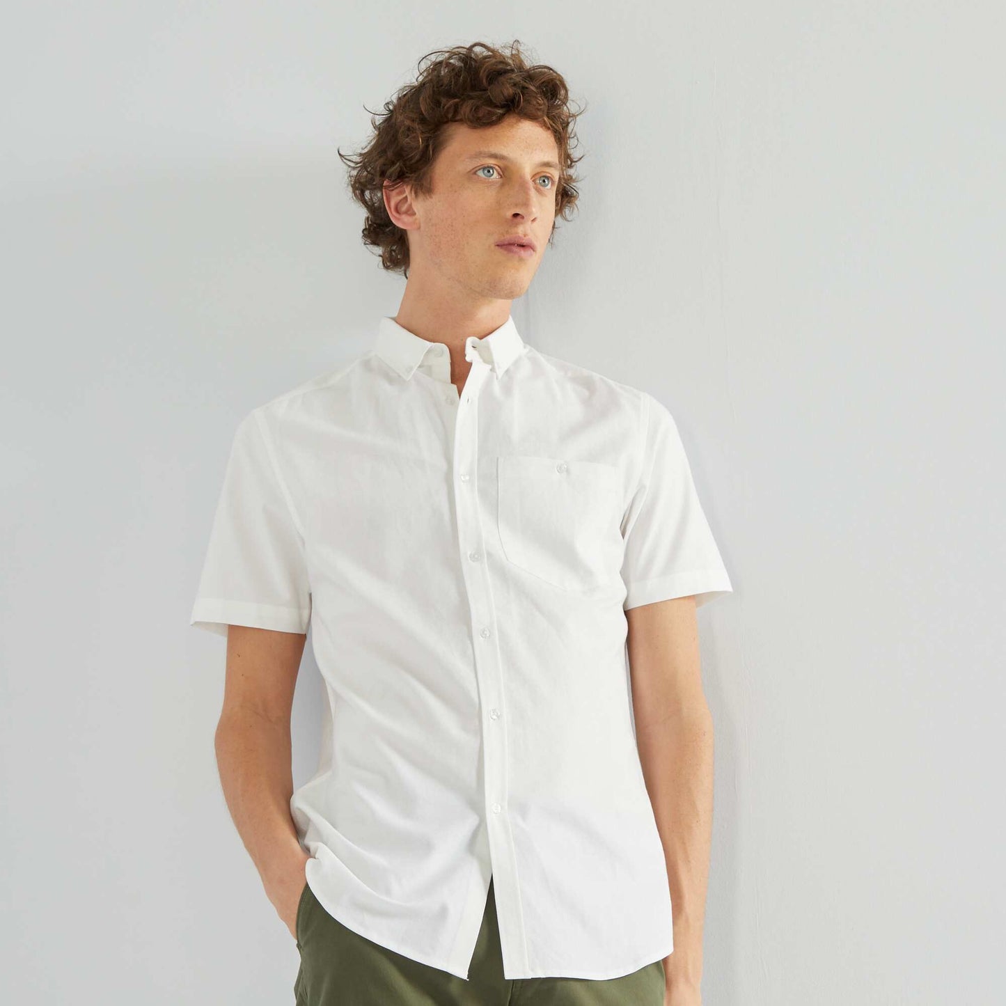 Chemise regular en oxford blanc