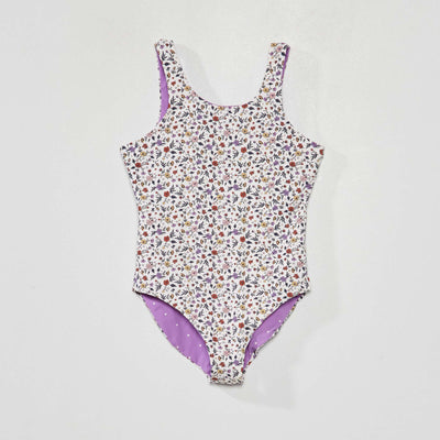 Maillot de bain réversible - 1 pièce Blanc/violet
