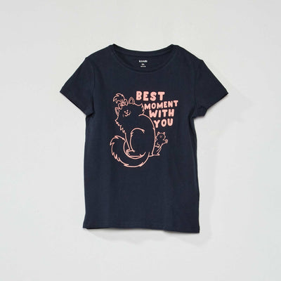 Tee-shirt en jersey avec imprimé Bleu