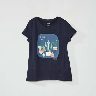 T-shirt fantaisie à col rond Bleu marine