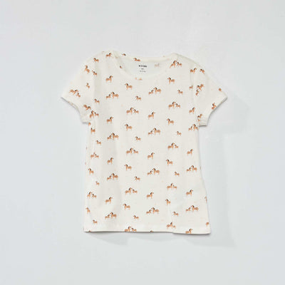T-shirt à motif manches courtes Blanc