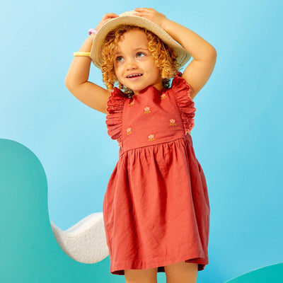 Robe en voile de coton + culotte - 2 pièces Rouge