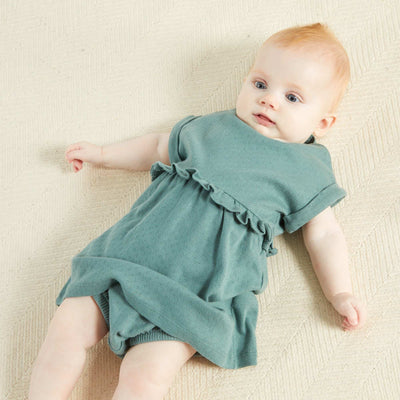 Robe en maille pointelle avec bloomer vert de gris