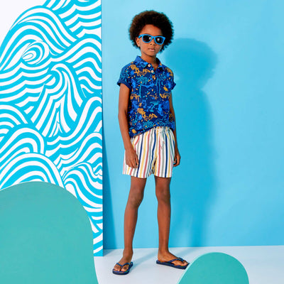 Polo en maille piquée 'jungle' Bleu 'jungle'