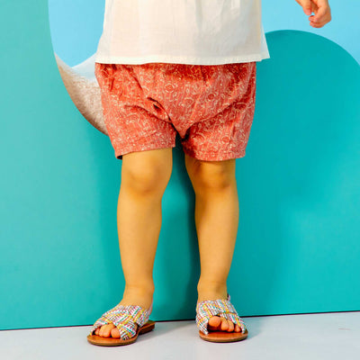 Short en voile de coton avec imprimé Rose