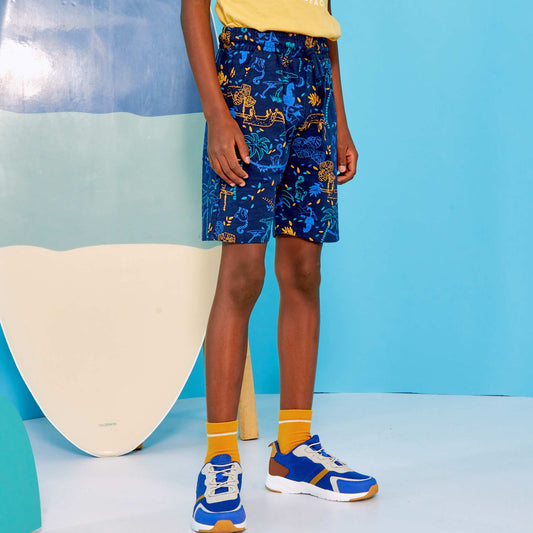 Bermuda en jersey imprimé Bleu