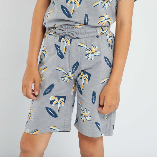 Bermuda en jersey imprimé Gris