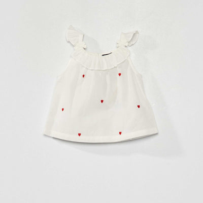 Blouse en voile de coton avec bretelles Blanc