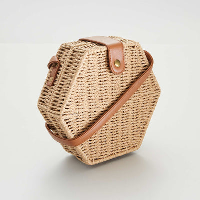Sac bandoulière en paille Beige