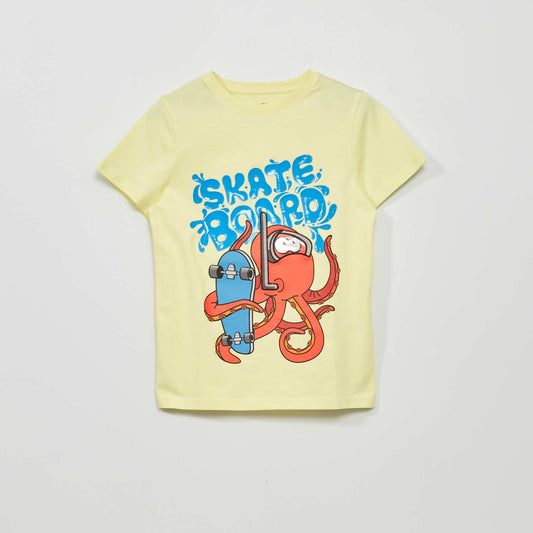 Tee-shirt imprimé avec sequins réversibles Jaune