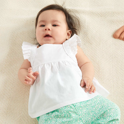 T-shirt évasé en voile de coton blanc