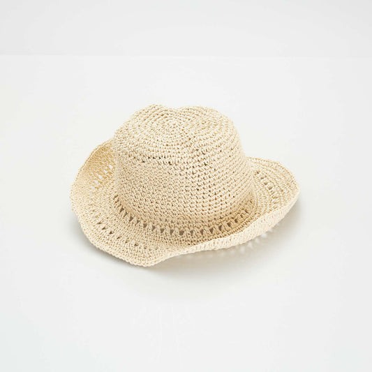 Chapeau de paille ajouré Beige