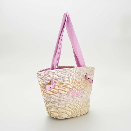 Sace en raphia pailleté Rose