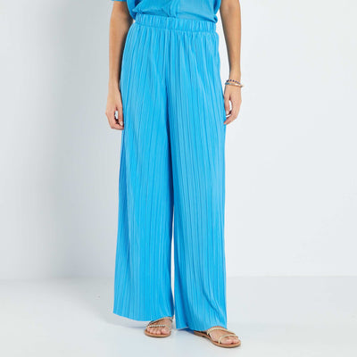 Pantalon large plissé bleu