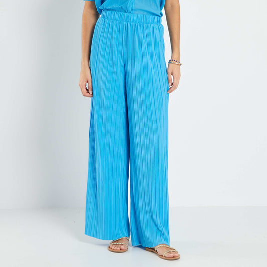 Pantalon large plissé bleu