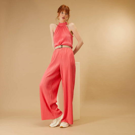 Pantalon large plissé Rose