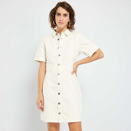 Robe courte en jean blanc