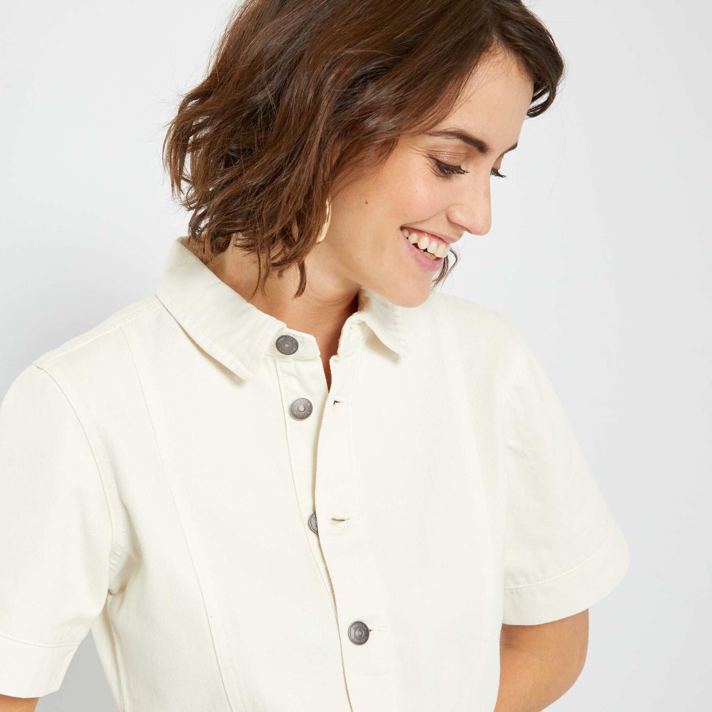 Robe courte en jean blanc