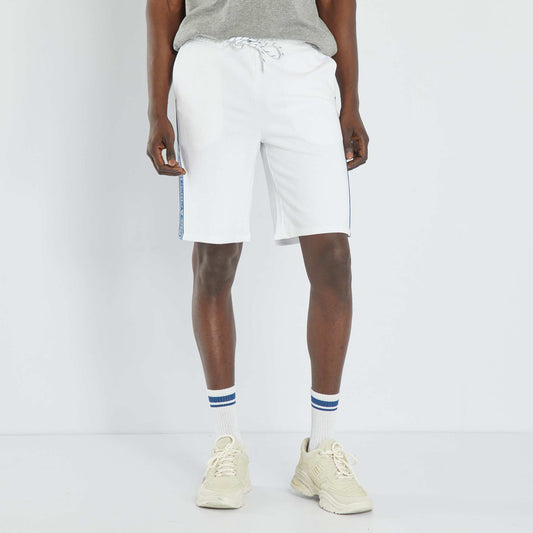 Bermuda en molleton avec bandes BLEU