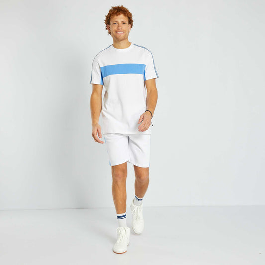 T-shirt color-block en jersey Blanc