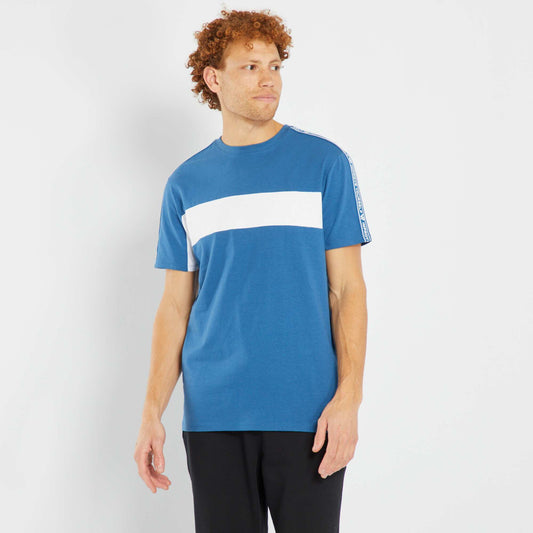T-shirt color-block en jersey Bleu