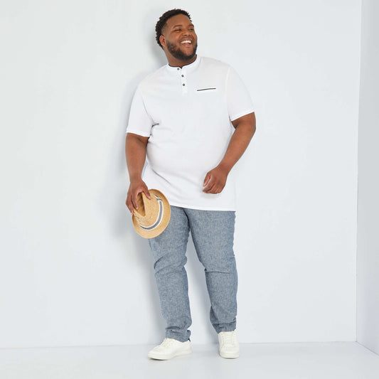 Pantalon chino en lin Bleu gris