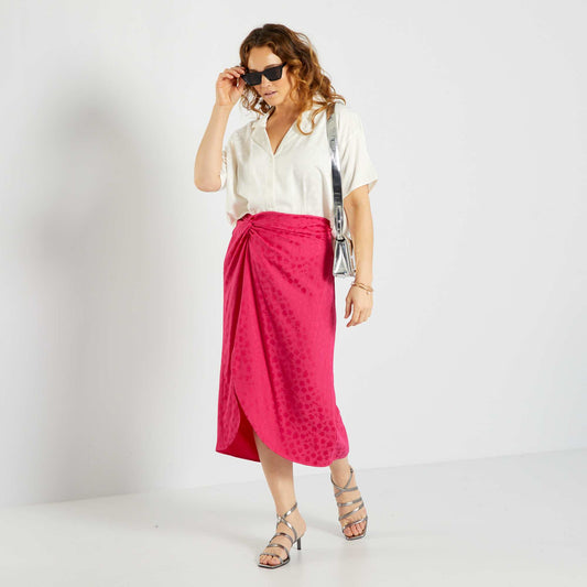 Jupe fluide mi-longue Rose