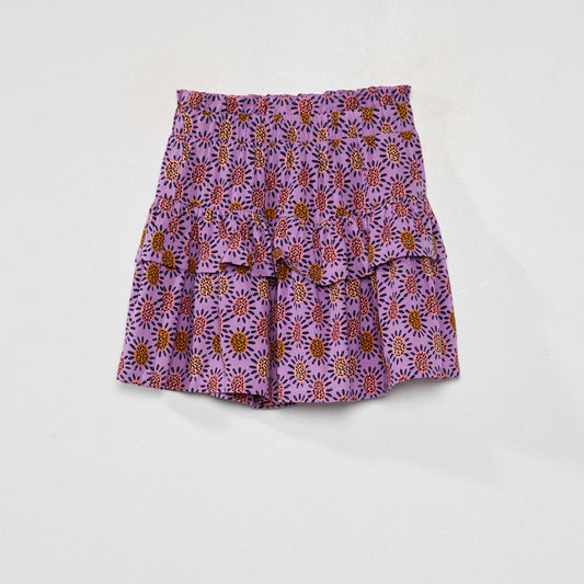 Jupe évasée avec volants Violet