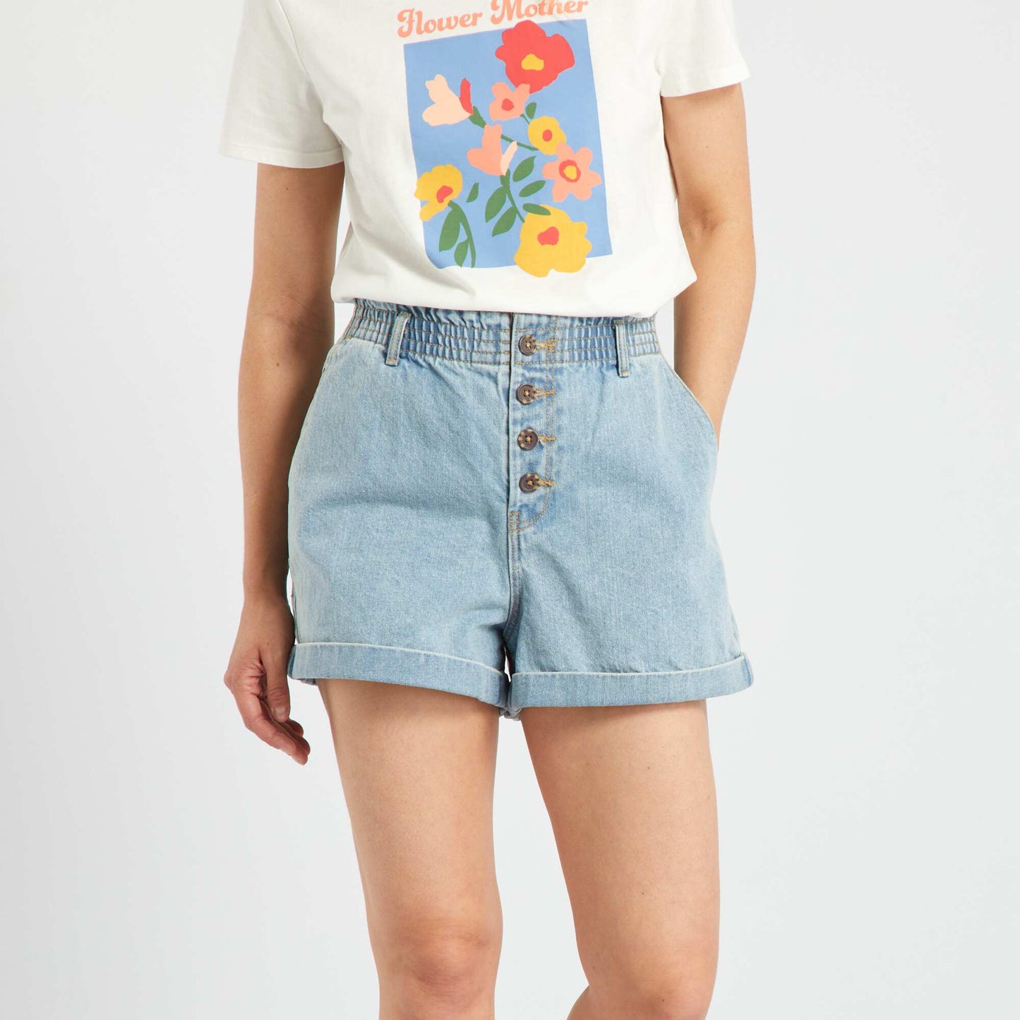 Short en jean paper bag Bleu
