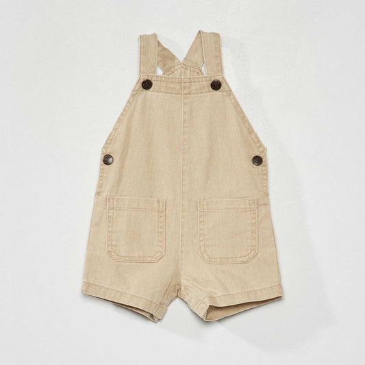 Salopette courte en denim Beige