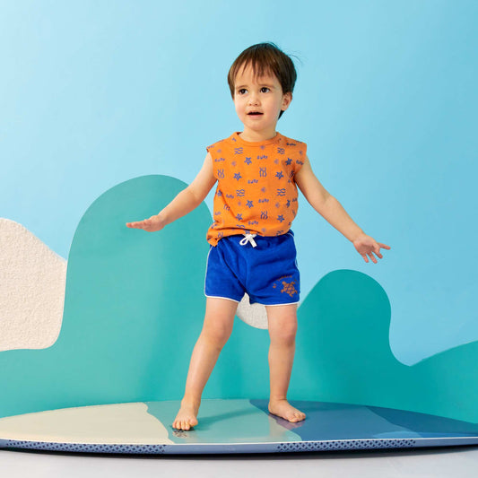 Short en maille éponge Bleu marine