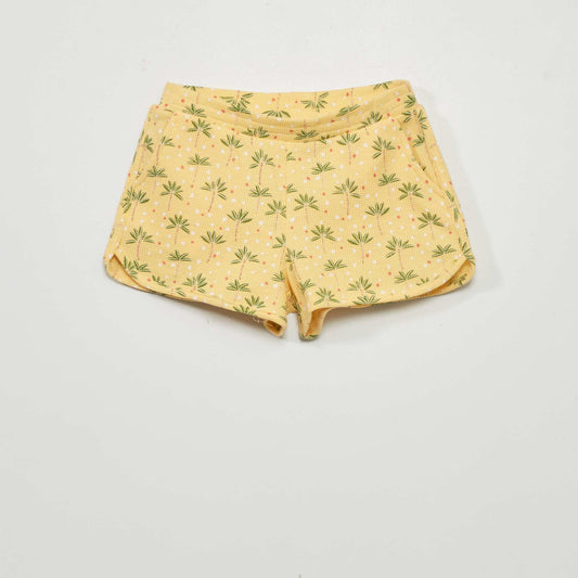 Short en maille gaufrée Jaune