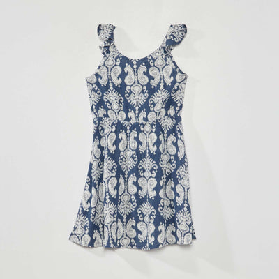 Robe maille crêpée Bleu