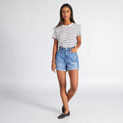 Short en denim Bleu