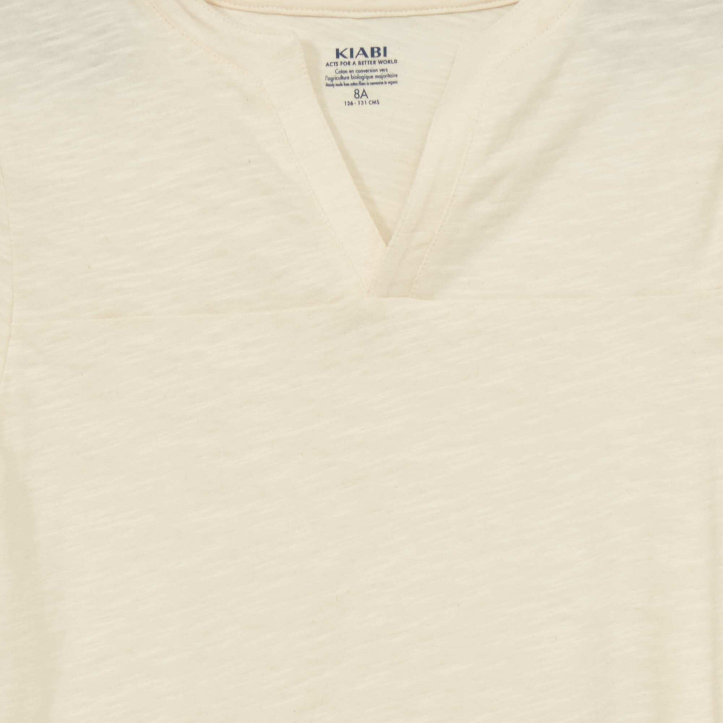 Tee-shirt en maille moulinée large col V Crème