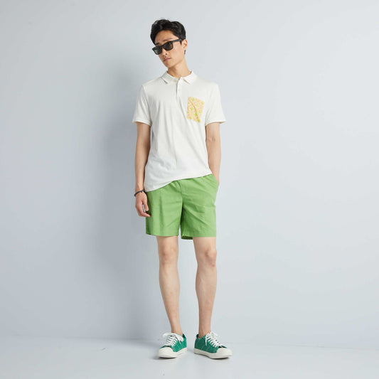 Bermuda chino en coton et en lin Vert