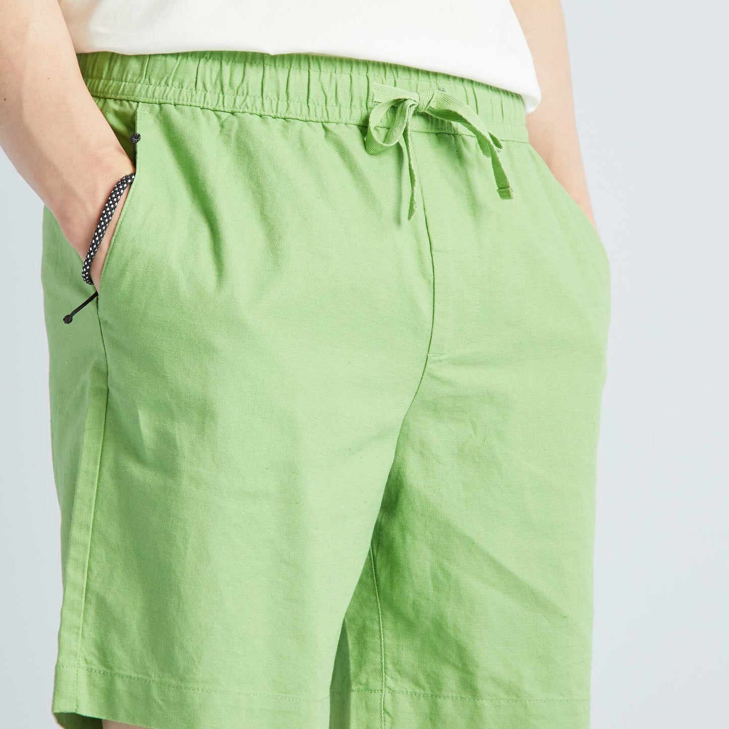 Bermuda chino en coton et en lin Vert