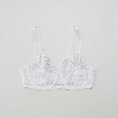 Soutien-gorge dentelle fleurie D&E blanc