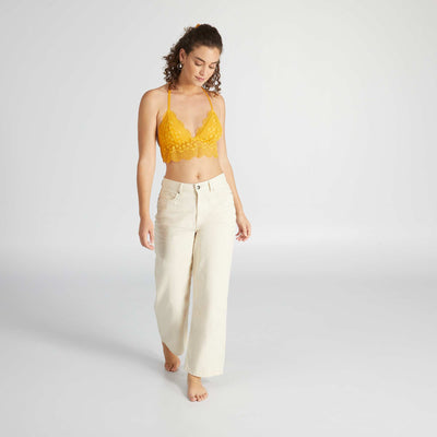 Soutien-gorge triangle en dentelle Jaune doré