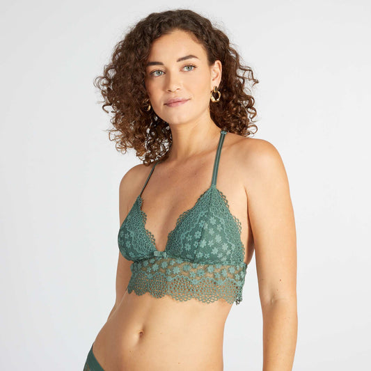 Soutien-gorge triangle en dentelle Vert