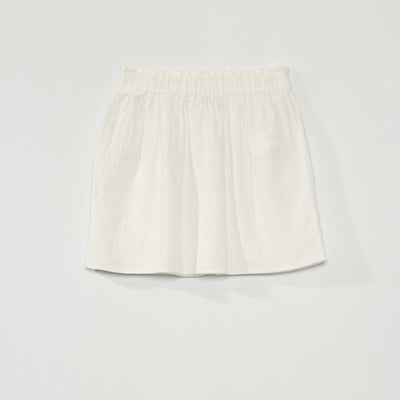 Jupe paper bag en lin Blanc