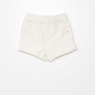 Short en coton et lin Blanc crème