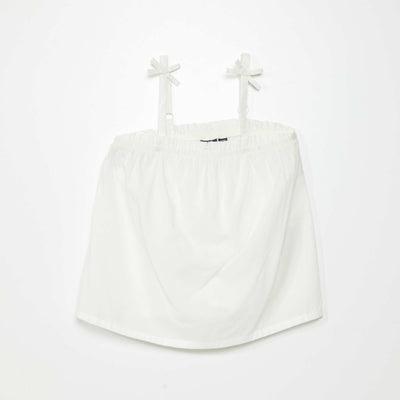 Top à bretelles en voile de coton Blanc