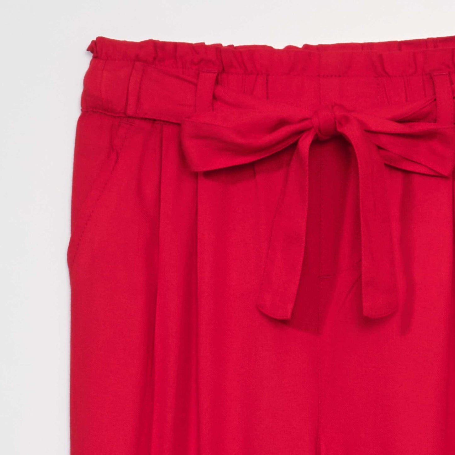 Pantalon paperbag en twill Rouge