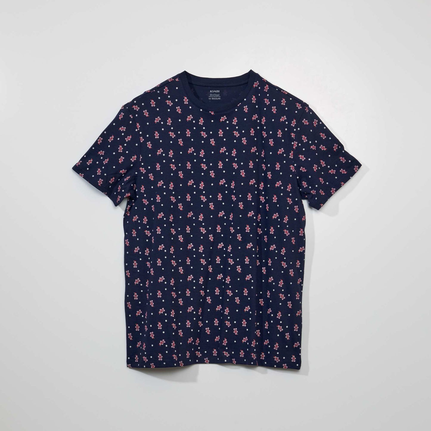 Tee-shirt manches courtes imprimé 'Noël' Bleu imprimé