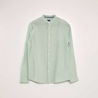 Chemise à manches longues avec lin Vert