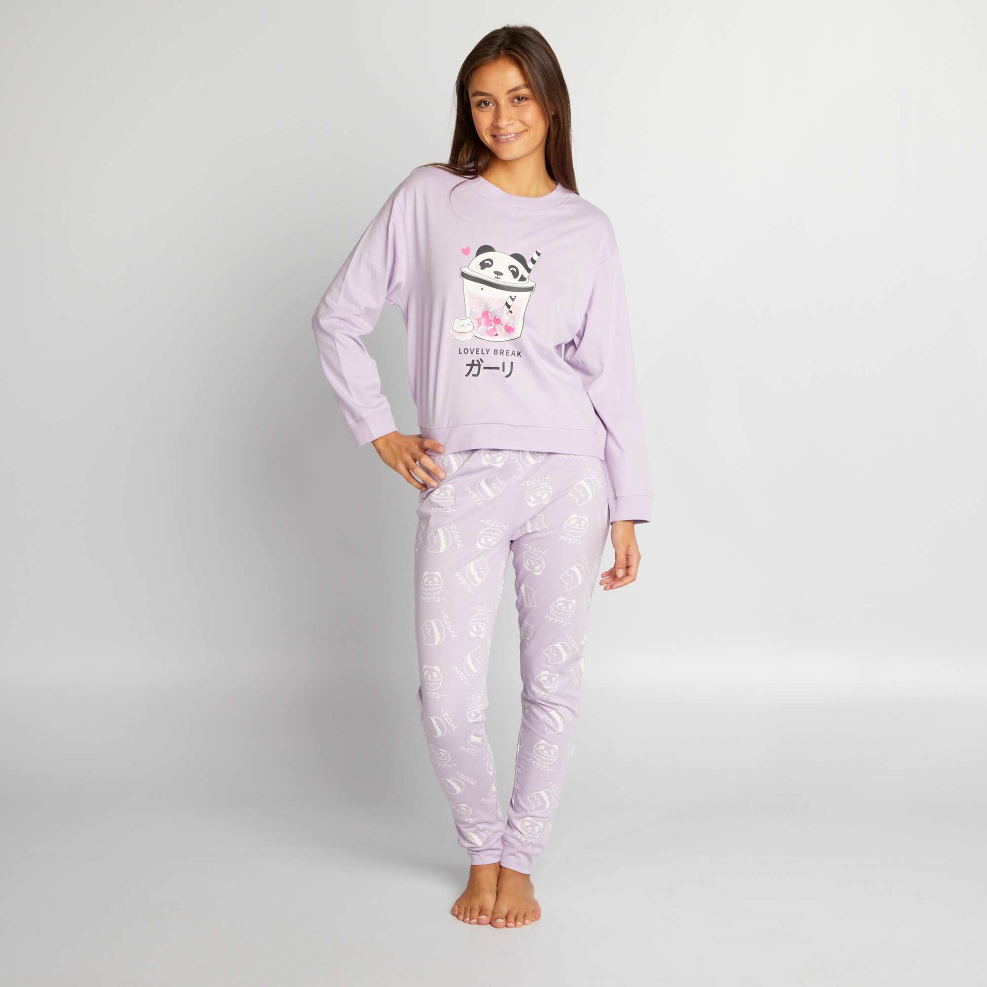 Ensemble pyjama long en jersey pièces Violet – Kiabi Réunion