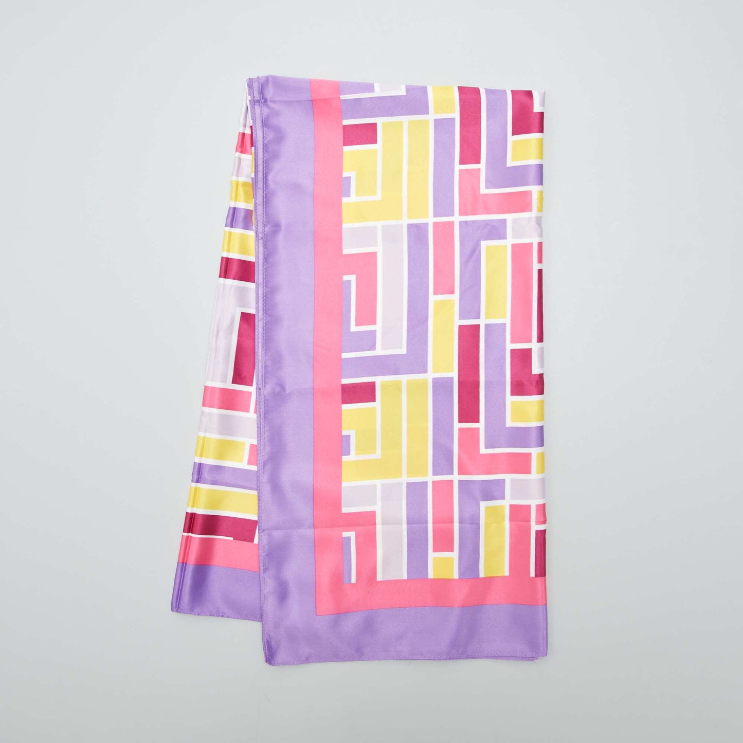 Grand foulard imprimé en satin Rose/violet/jaune