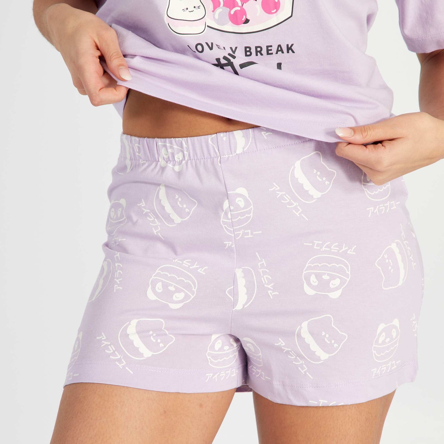 Ensemble pyjama court imprimé t-shirt + short - 2 pièces Violet